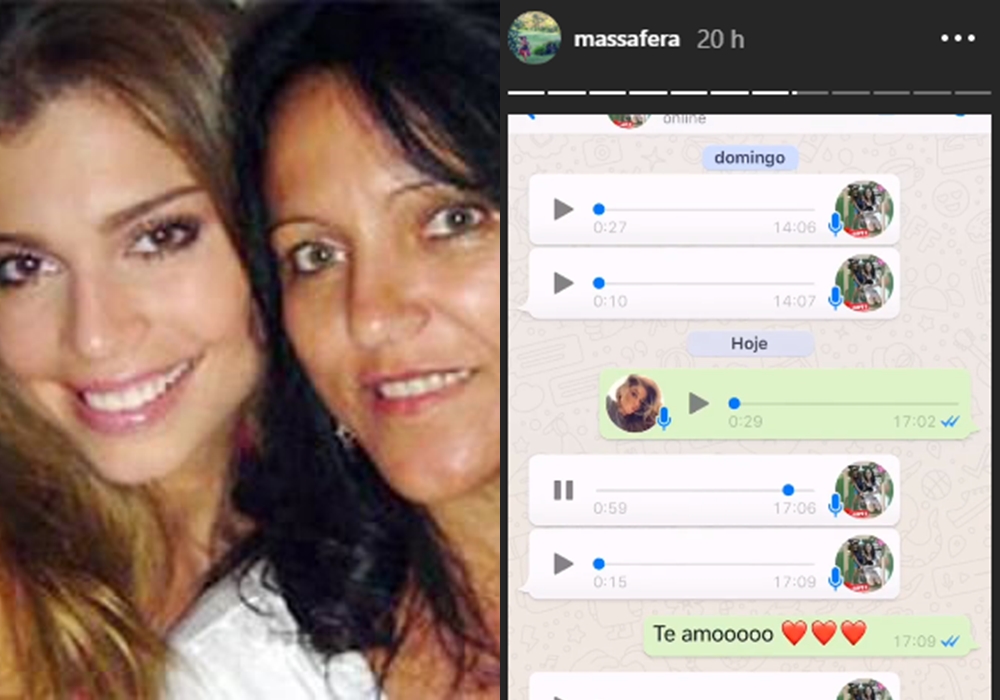 Dona Cleusa, a mãe da atriz Grazi Massafera, mandou áudios carinhosos para a filha e teve o conteúdo da conversa divulgado nas redes sociais. (Foto: Reprodução)