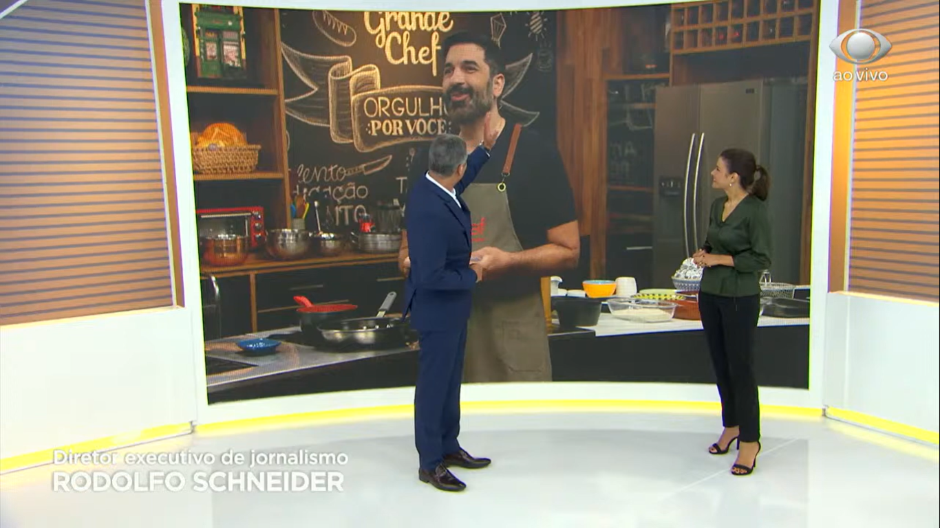 Joel Datena interage todos os dias com Edu Guedes, que apresenta o The Chef na Band (Créditos: Reprodução)