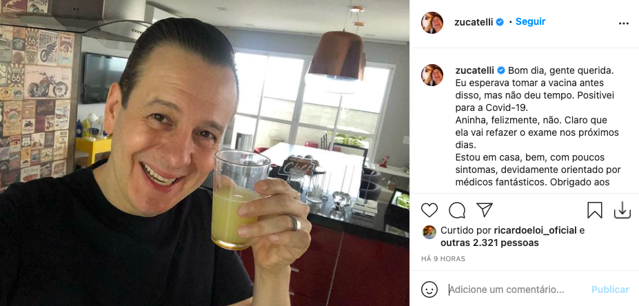 Celso Zucatelli é mais um apresentador infectado com Covid-19 (Foto: Reprodução)