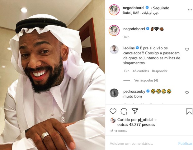 Nego do Borel em uma conversa recente com amigos no Instagram. Foto reprodução