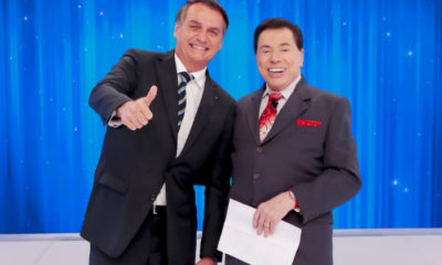 Bolsonaro ao lado de Silvio Santos e a briga entre SBT e Globo. Foto reprodução