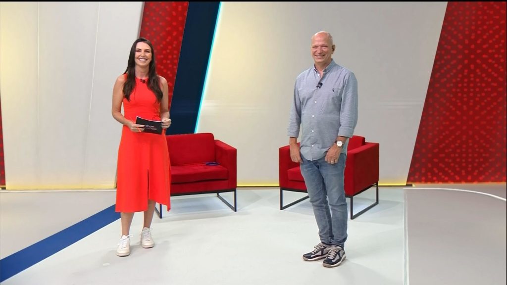 Glenda e Elia Júnior no Show do Esporte e com isso, o Paulista pode se tornar outra nova atração na Band. Foto reprodução