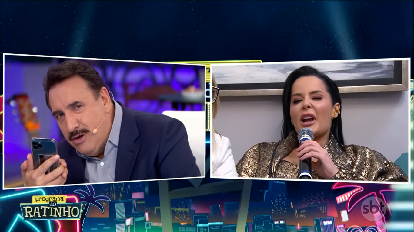 Então, Ratinho ligou para Danilo Gentili e o questionou no SBT sobre namoro com Maraisa (Créditos: Reprodução)