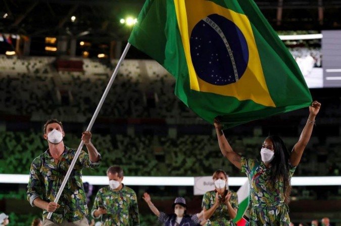 Globo: A Delegação Brasileira se apresentou com um número reduzido de atletas. (crédito: Martin BUREAU / AFP)