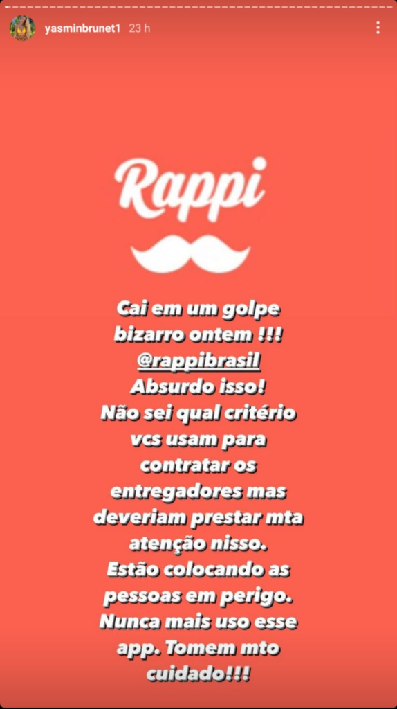 Pedaço do desabafo de Yasmin Brunet. (Reprodução/Instagram)