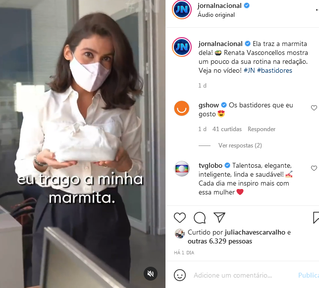 Por fim, Renata Vasconcellos mostrou seu lado "humilde" ao levar a marmita para trabalho (Reprodução: Instagram)