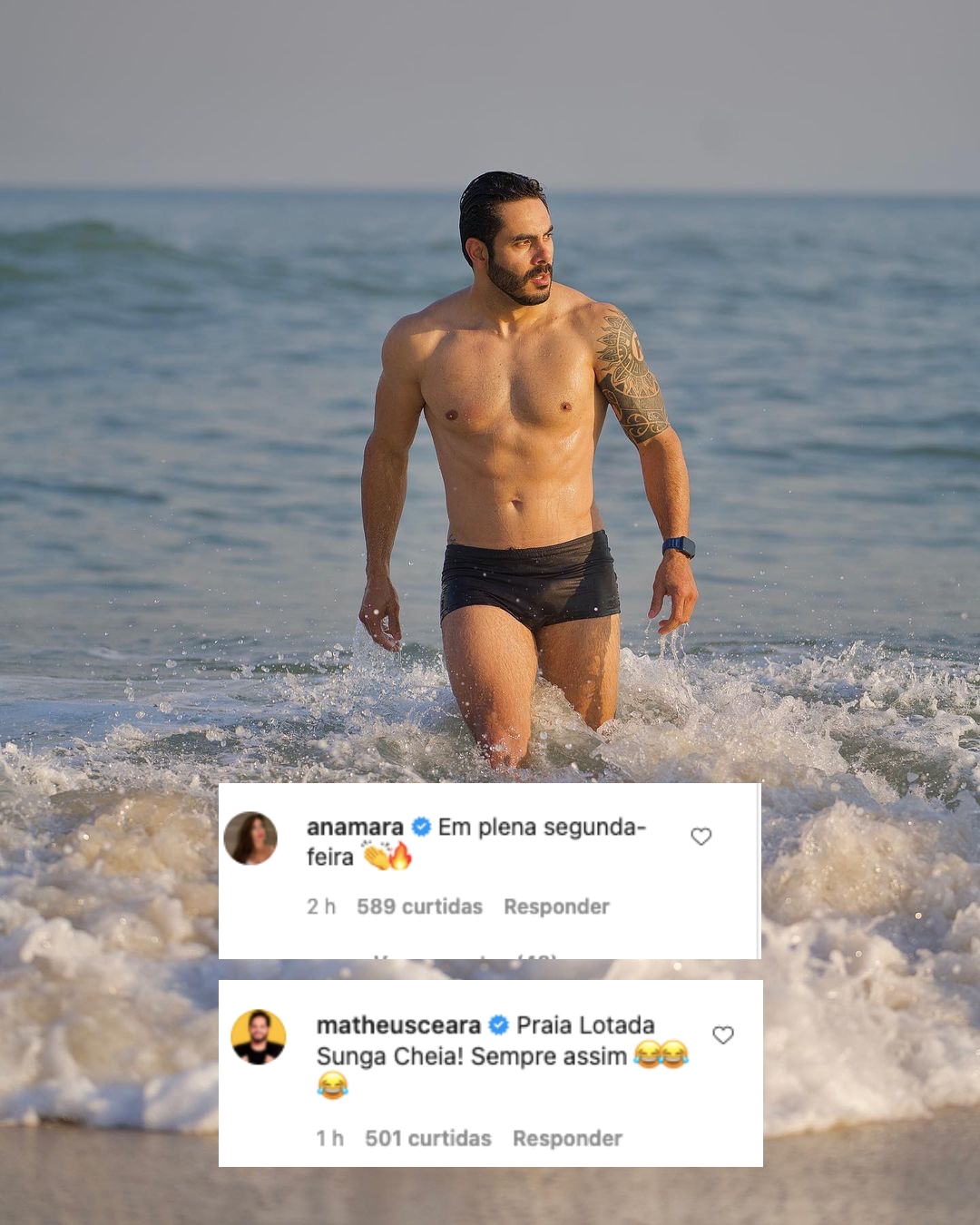 Amigos famosos comentaram a foto do ex-BBB (Foto: Reprodução/ Montagem)