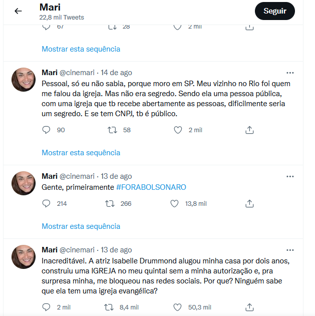 Mulher acusa Isabelle Drumond de mentir (Reprodução: Twitter)