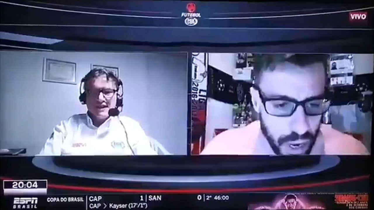 Comentarista Felippe Facincani aparece quase pelado em transmissão ao vivo da ESPN (Foto: Reprodução)