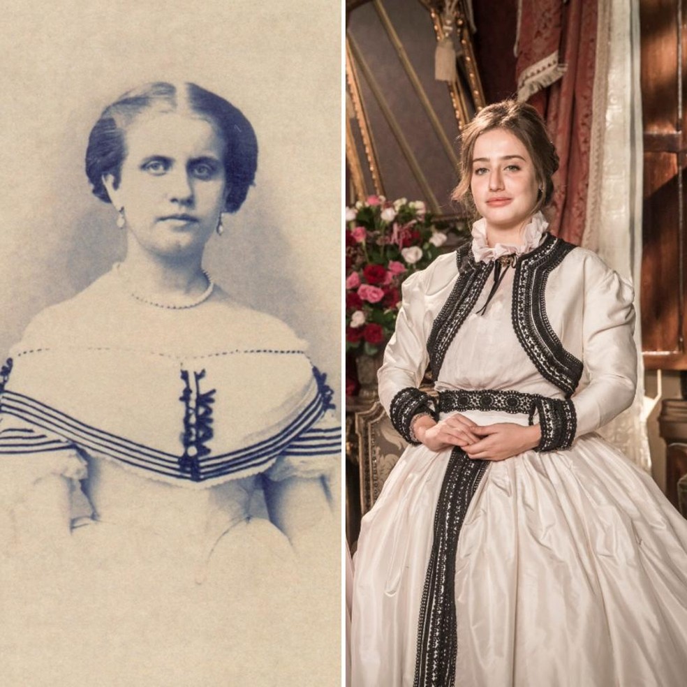 A Princesa Leopoldina real e na ficção, que será interpretada pela atriz Bruna Griphao em Nos Tempos do Imperador — Foto: Arquivo/Globo/Paulo Belote