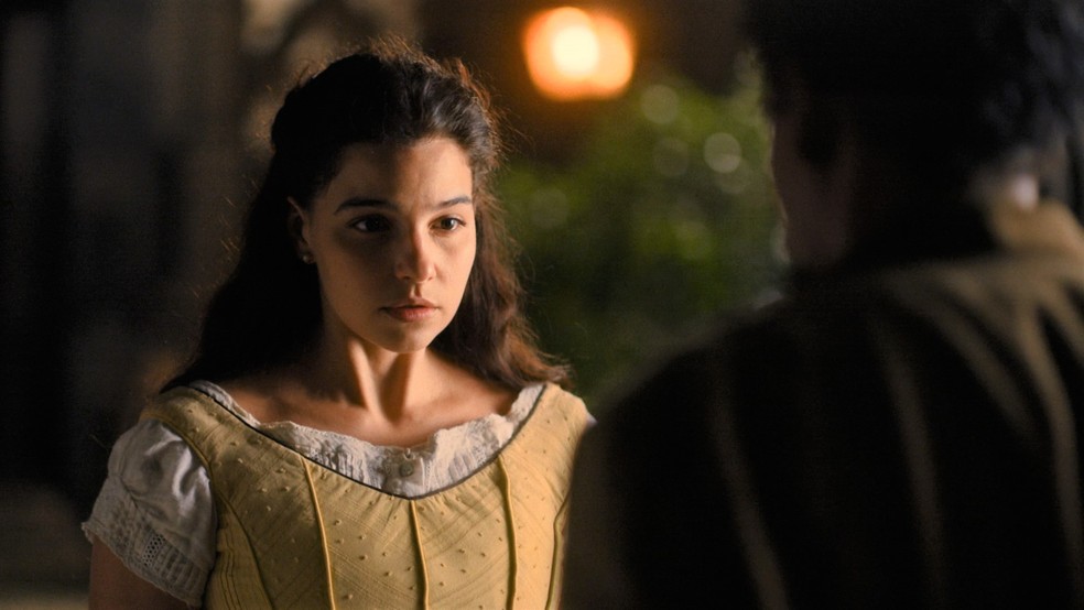 Pilar (Gabriela Medvedovski) em cena na novela Nos Tempos do Imperador, da Globo (Créditos: Reprodução)