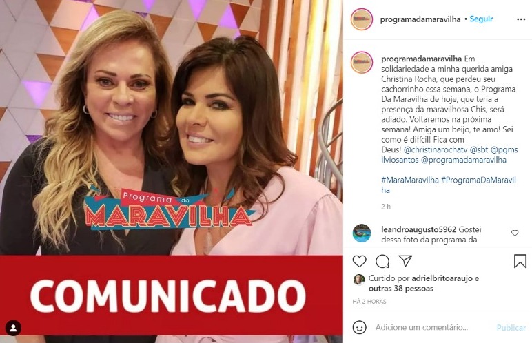 Mara Maravilha adia programa após morte envolvendo Christina Rocha e terrível perda cancela programa