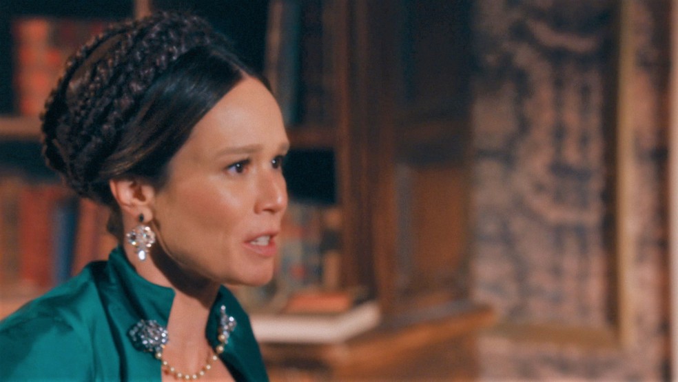 Luísa (Mariana Ximenes) em cena na novela Nos Tempos do Imperador, da TV Globo (Créditos: Reprodução)