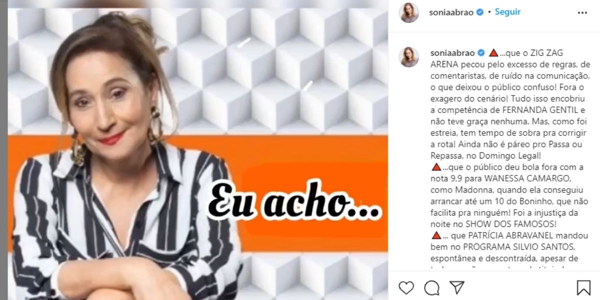 Sonia Abrão explodiu na sinceridade com o "Eu acho" (Foto: Reprodução)