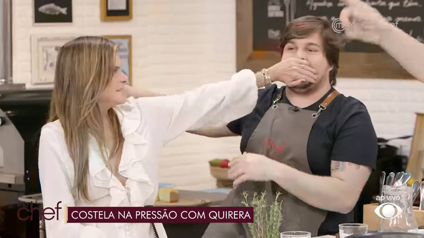 Cristiana Oliveira ajudou Edu Guedes e deu cala boca em Lucas Salles no The Chef (Créditos: Reprodução/Band)