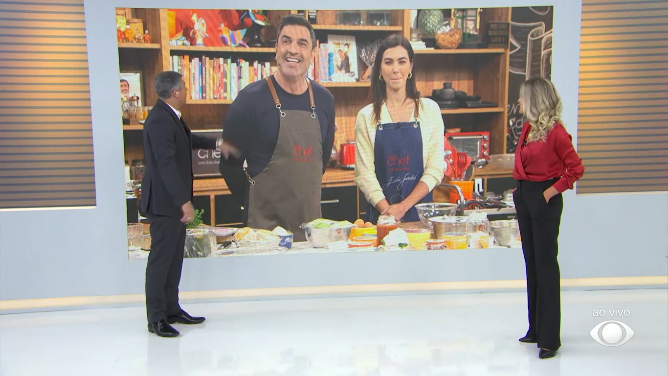 Joel Datena conversa com Edu Guedes durante o Bora Brasil (Créditos: Reprodução/Band)