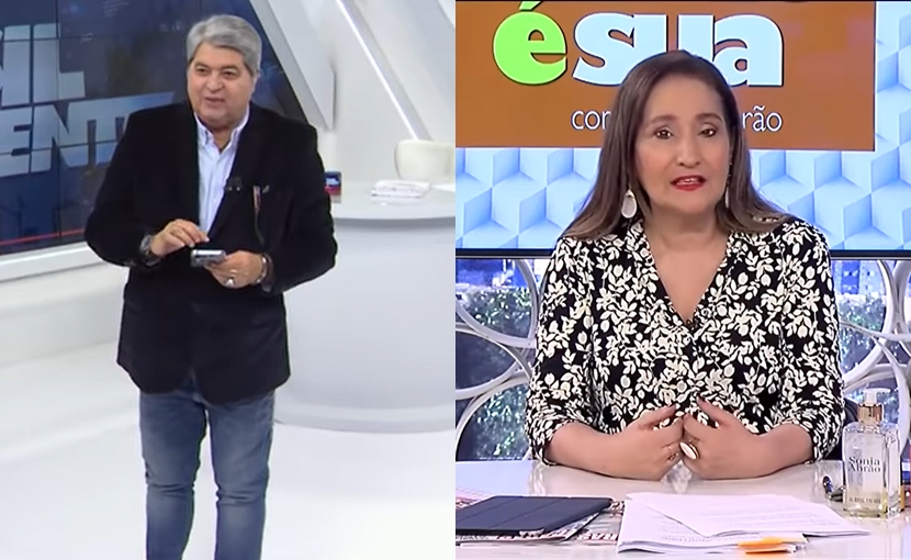 José Luiz Datena, do Brasil Urgente na Band, e Sonia Abrão, do A Tarde é Sua na RedeTV, viraram os alvos de Silvio Santos (Créditos: Reprodução)