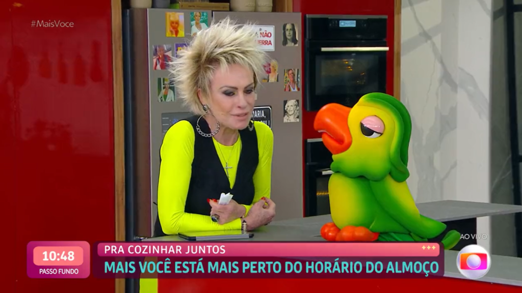 Ana Maria Braga agora está com o Louro Mané, mas Catia Fonseca não curtiu muito (Créditos: Reprodução/TV Globo)