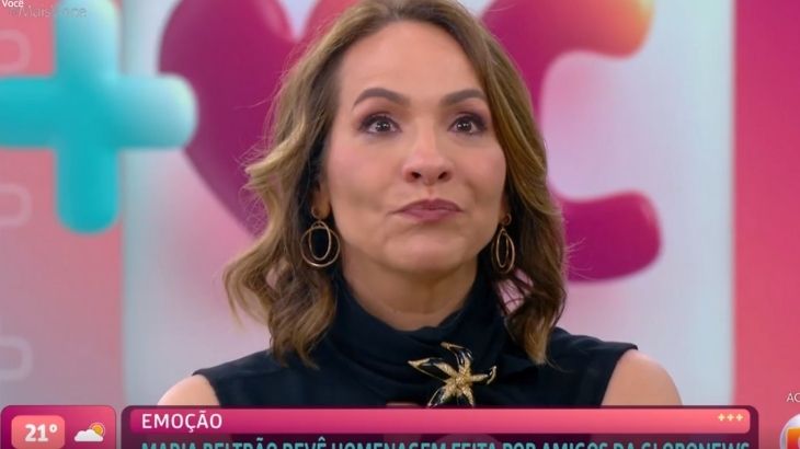 Maria Beltrão se emocionou no 'Mais Você' (Foto: Reprodução)