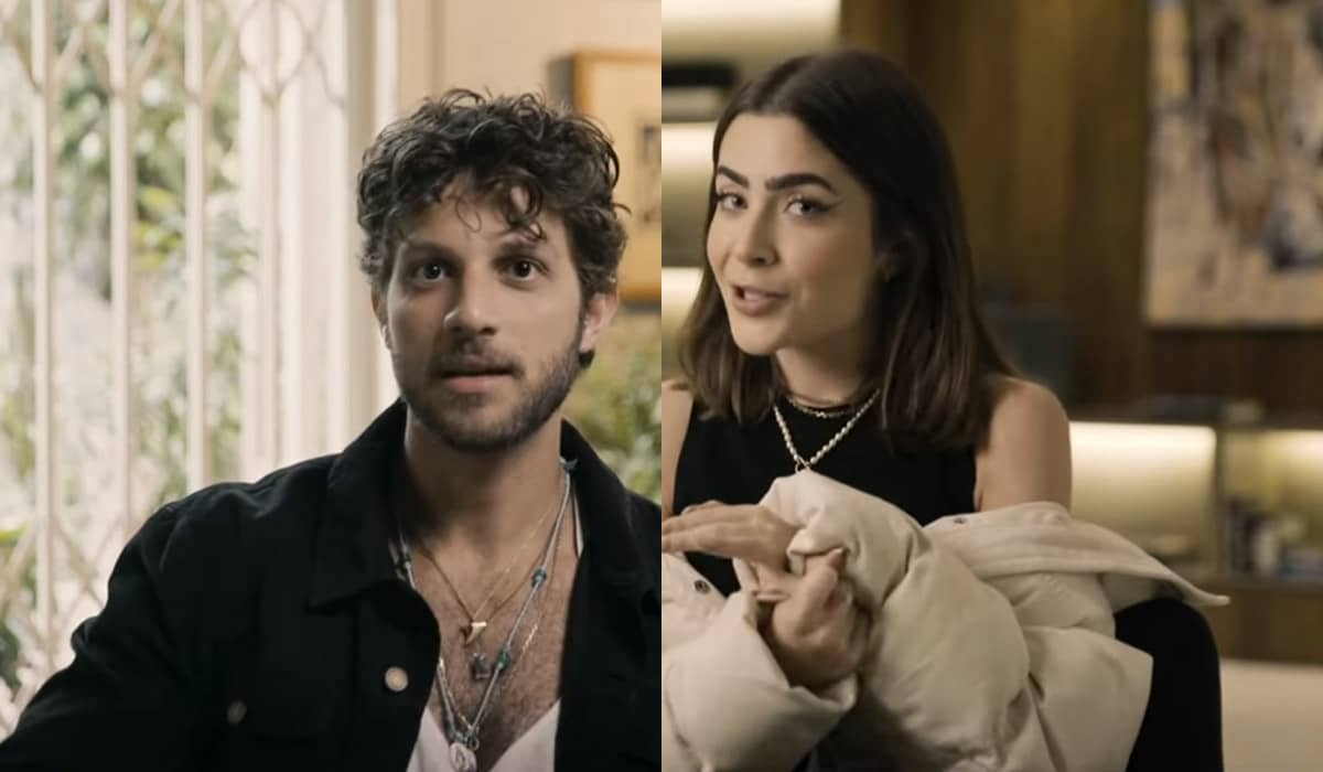 Ari (Chay Suede) e Chiara (Jade Picon) em Travessia (Créditos: Reprodução/TV Globo)